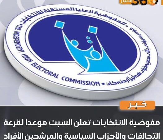 مفوضية الانتخابات تعلن السبت موعدا لقرعة التحالفات والأحزاب السياسية والمرشحين الأفراد